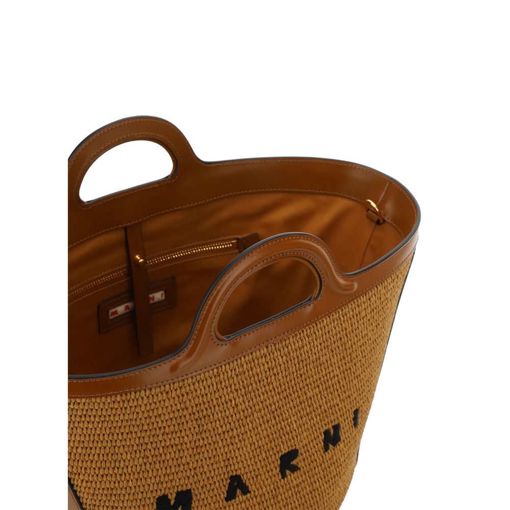 Marni 70% Cotton bucket bag in brown — view 4
