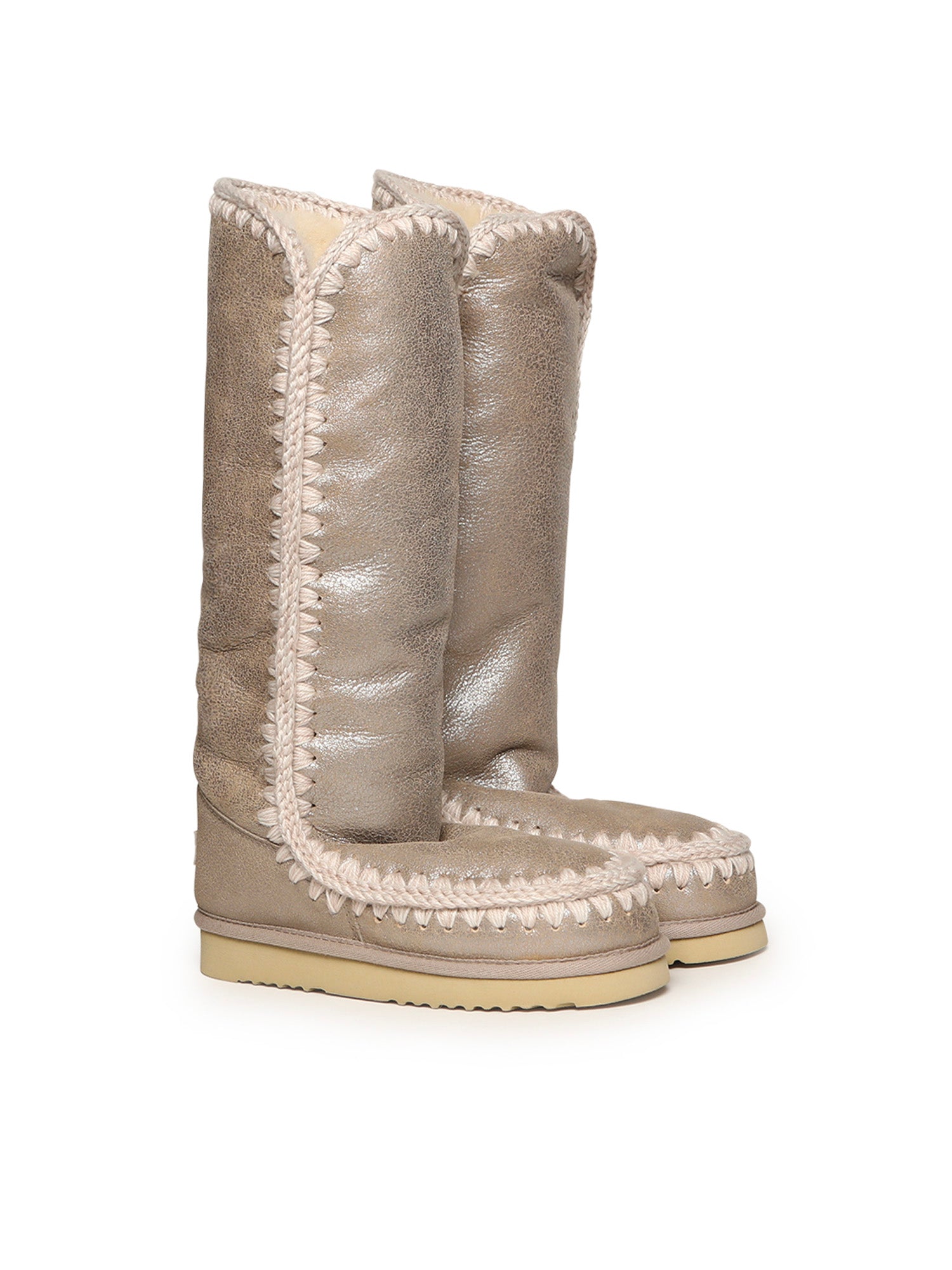 Mou Boots Stone Metallic Sheepskin