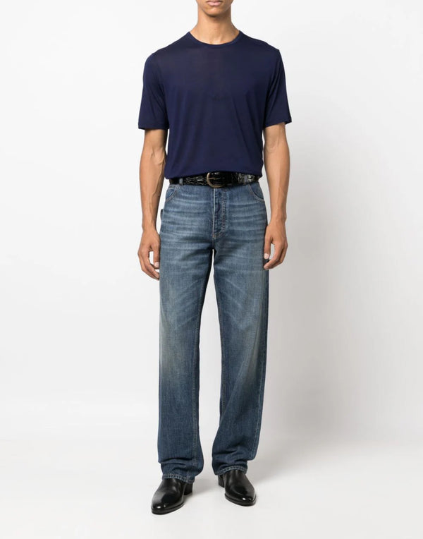 Saint Laurent 100% Viscose t-shirt in navy