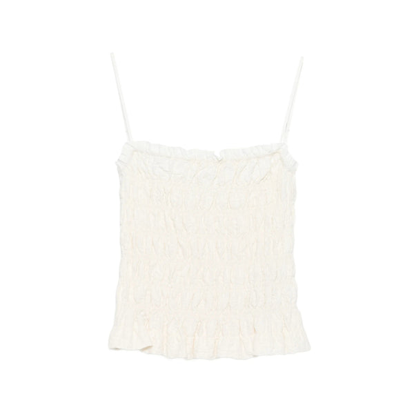 Shirt Top Beige Ruffled Edge Cropped Neutrals Cotton: 83. Blouses