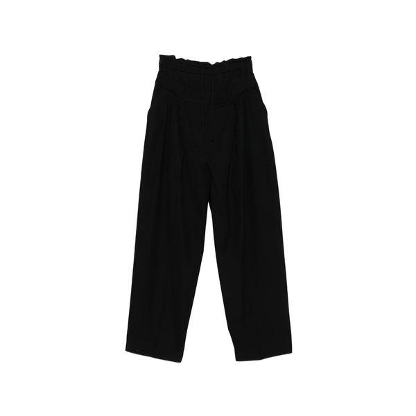 Trousers Black Polyester Straight