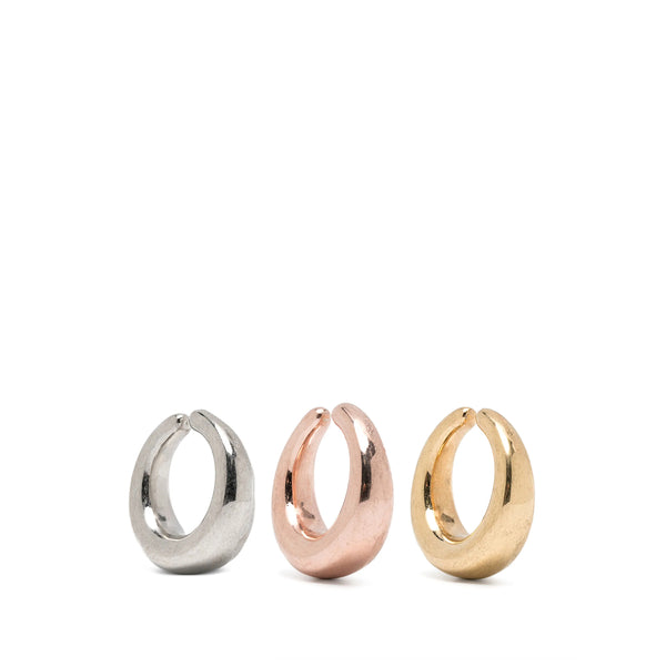 Earrings Silver Curved Slip-On Brass