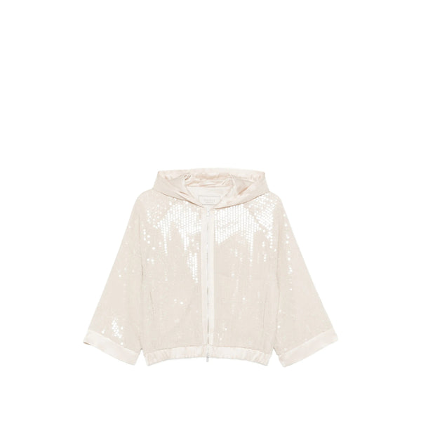 Jacket With Sequin Embellishment Neutrals Polyester