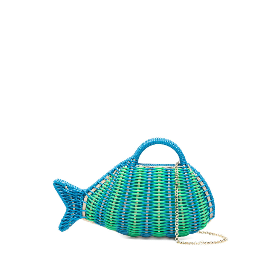 Fish Shape Top Handle Bag Blue/green Lining Polyester: 100