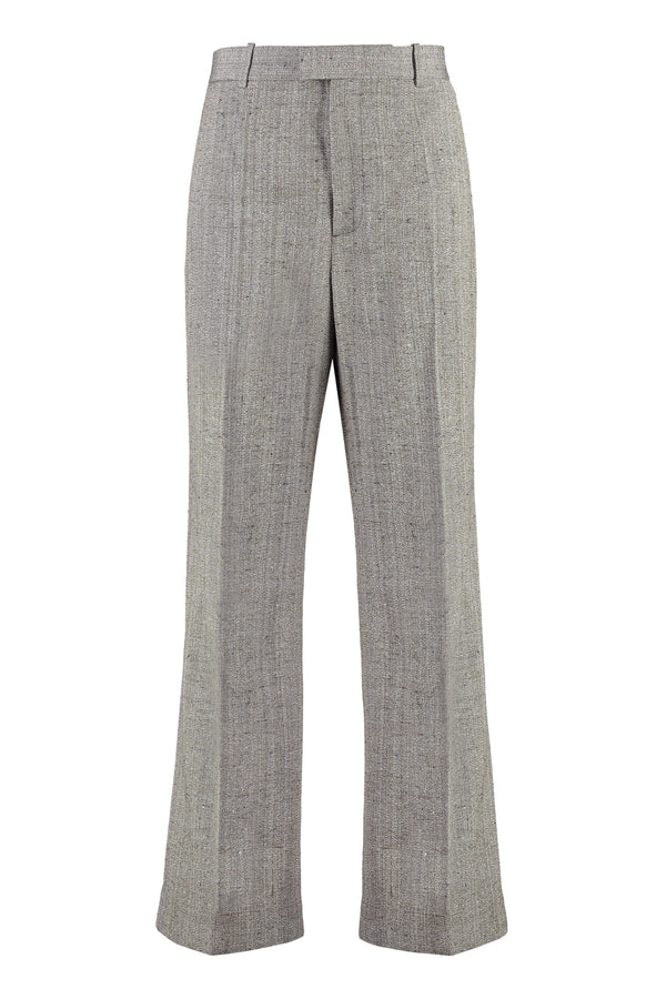 Gray Viscose-Silk Flared Trousers