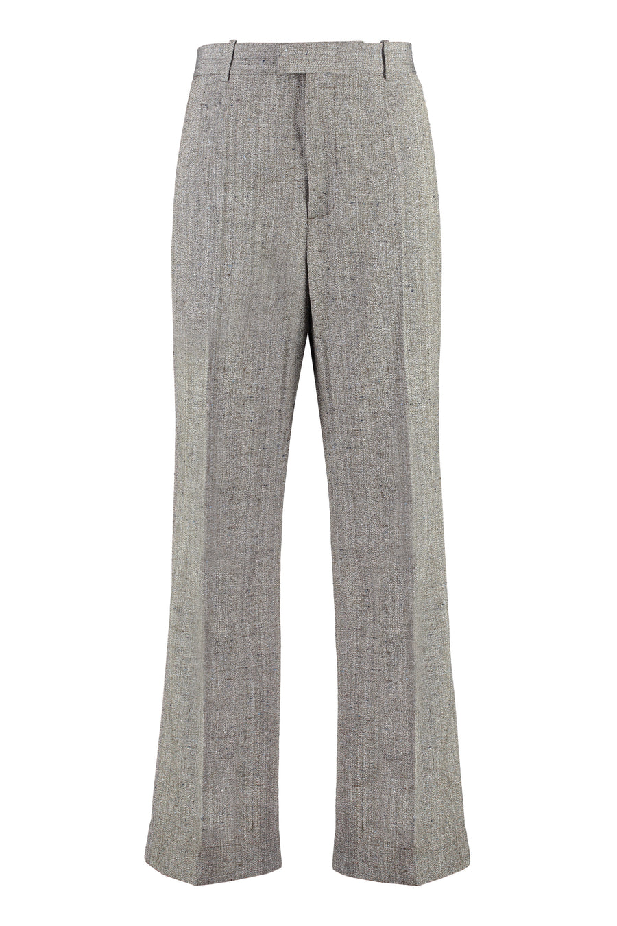 Gray Viscose-Silk Flared Trousers