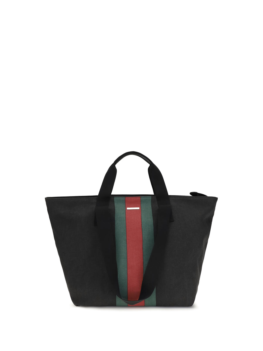 Tote Bag Web Stripe Black Nika Vrv/black/t.g Cotton Shoulder