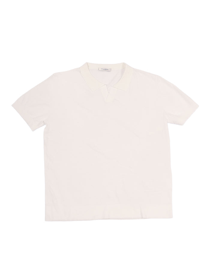 Short Sleeve Polo White Cotton Shirt