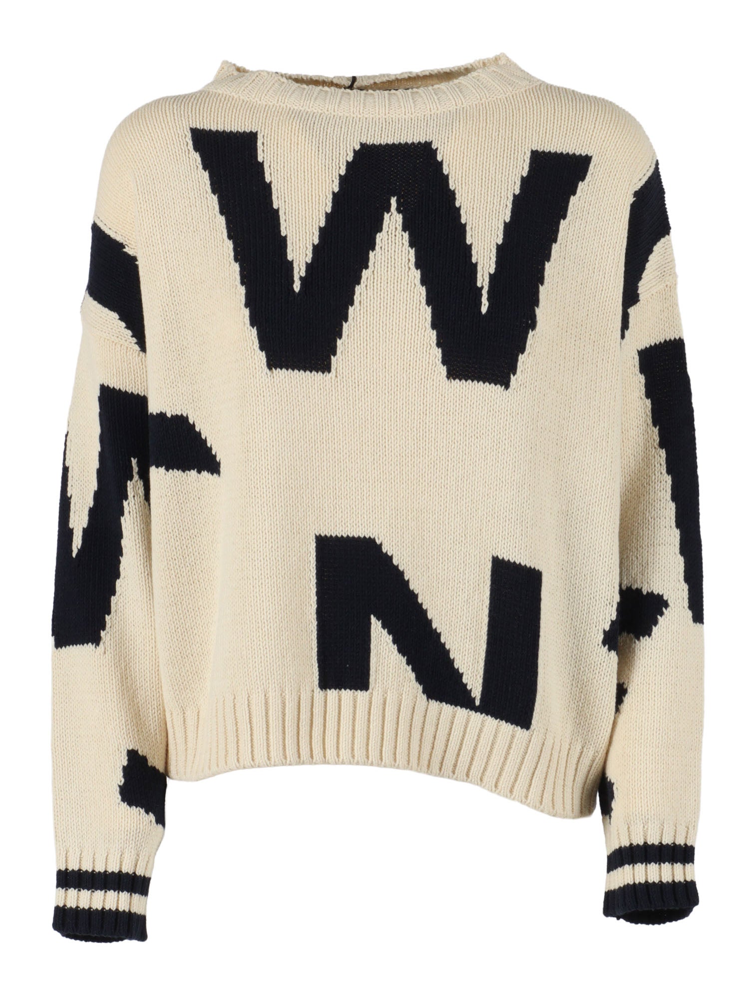 SWEATER White Cotton Acrylic Crewneck