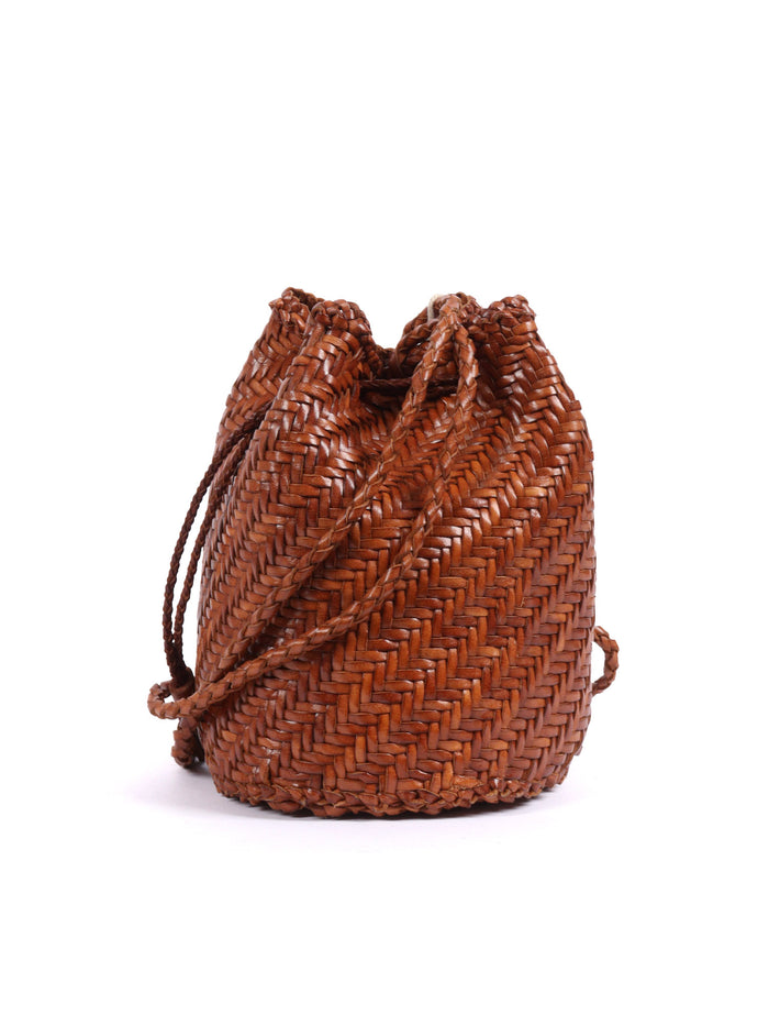 POMPOM DOUBLE JUMP Camel Calf Leather Shoulder Bag