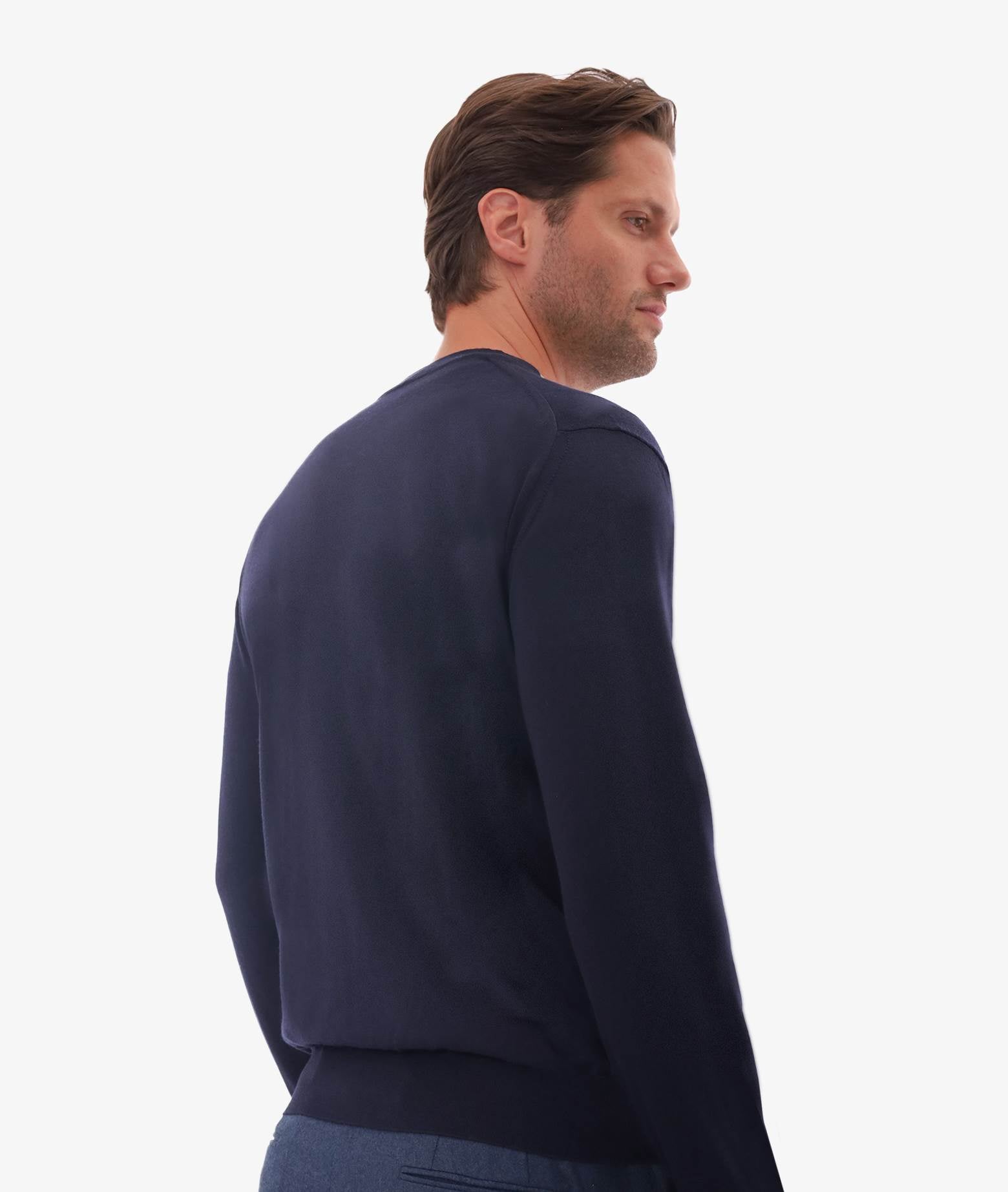 Merino Wool Cardigan Navy Basic Light Kintwear