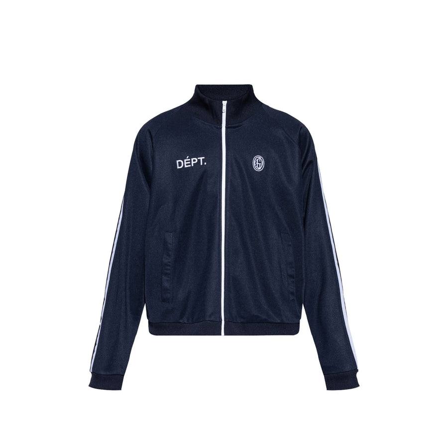 Navy Blue Striped Sleeves Zip Fastening Top Blue/white Cotton 48. Sport Jackets & Windbreakers