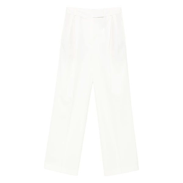 Straight Trousers Wool-Blend White Polyester