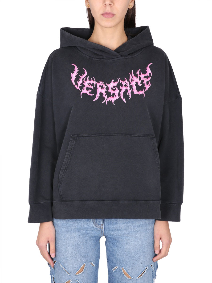 Hooded Sweatshirt With Logo Black Cotton Sweatshirts