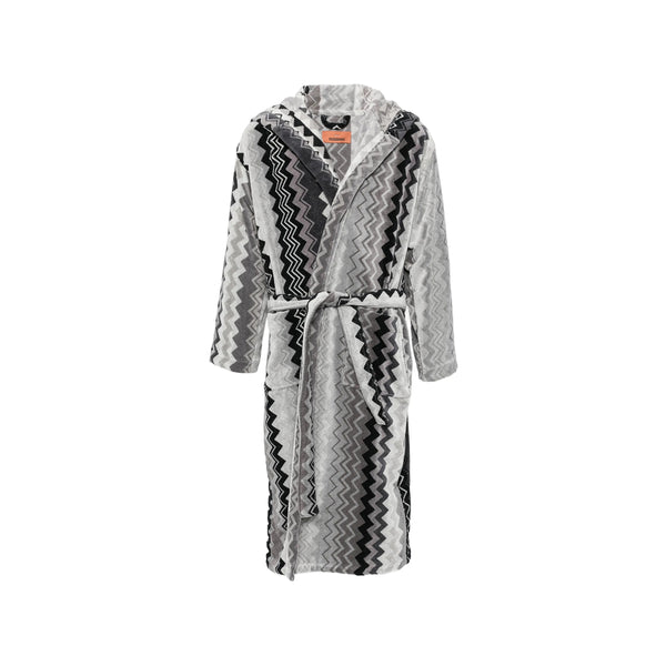 Hooded Cotton Robe Grey-Black Grey/black Bag Accessories