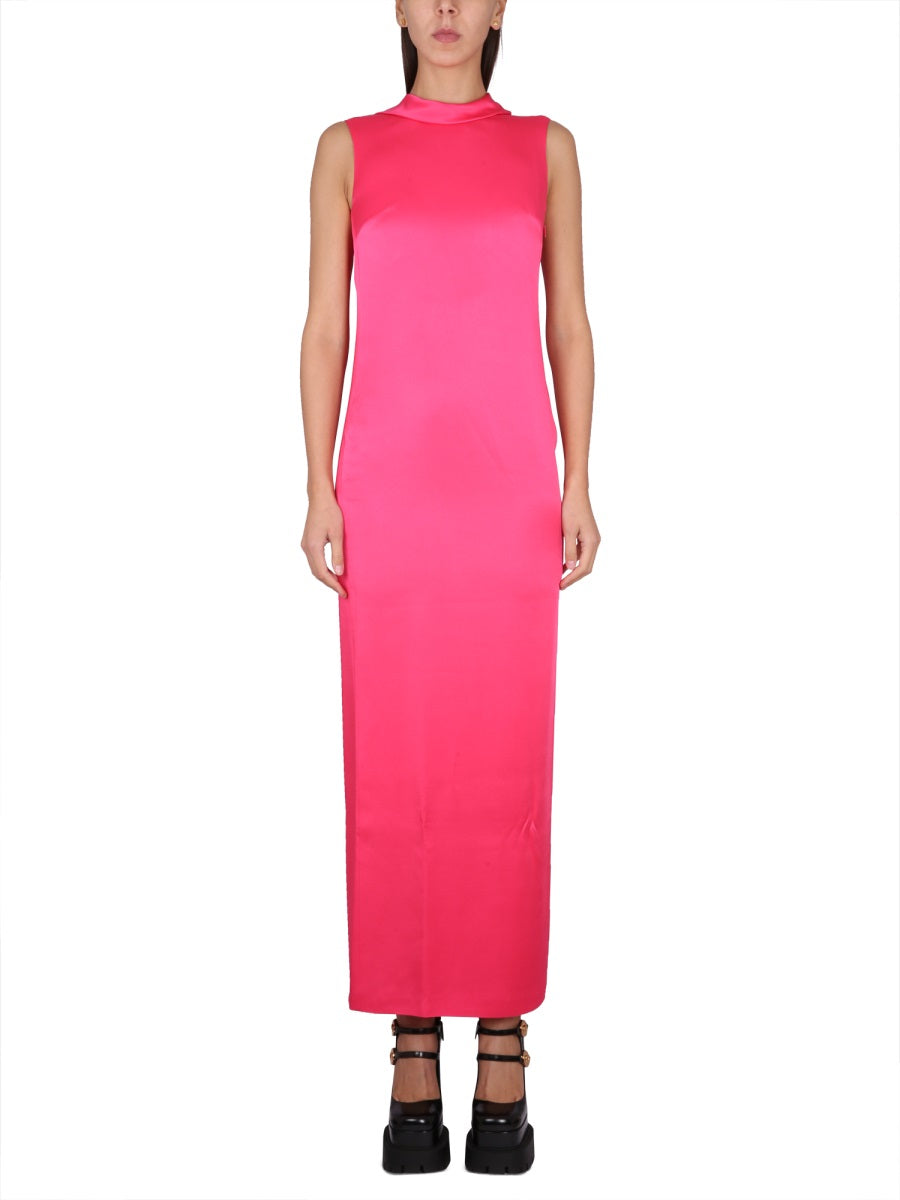 Long Dress With Ring Neckline Fuchsia Outer Fabric: Viscose
