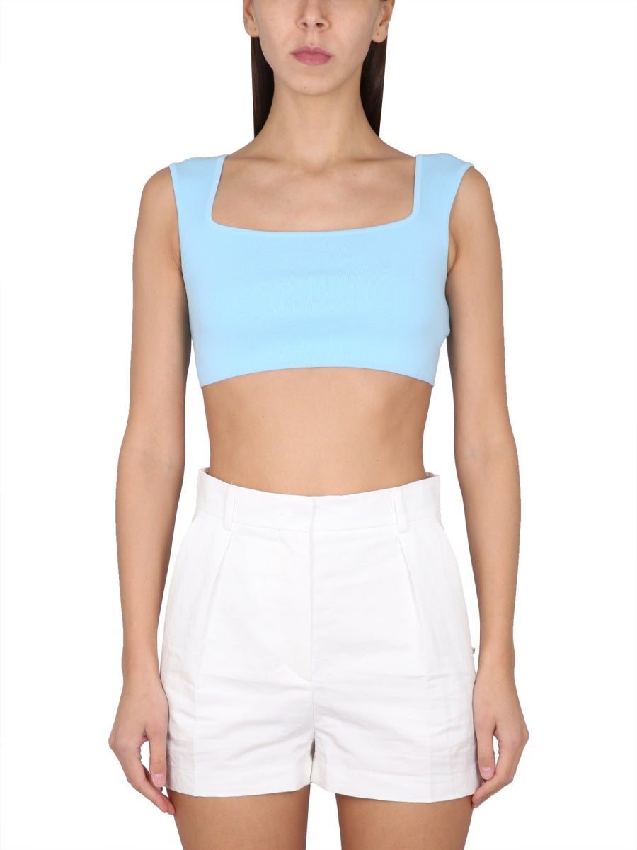 Cropped Fit Top, Azure Cotton Tops