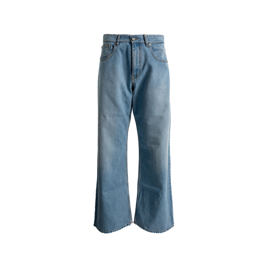Flared Leg Jeans With Five Pockets Blue Denim: 100