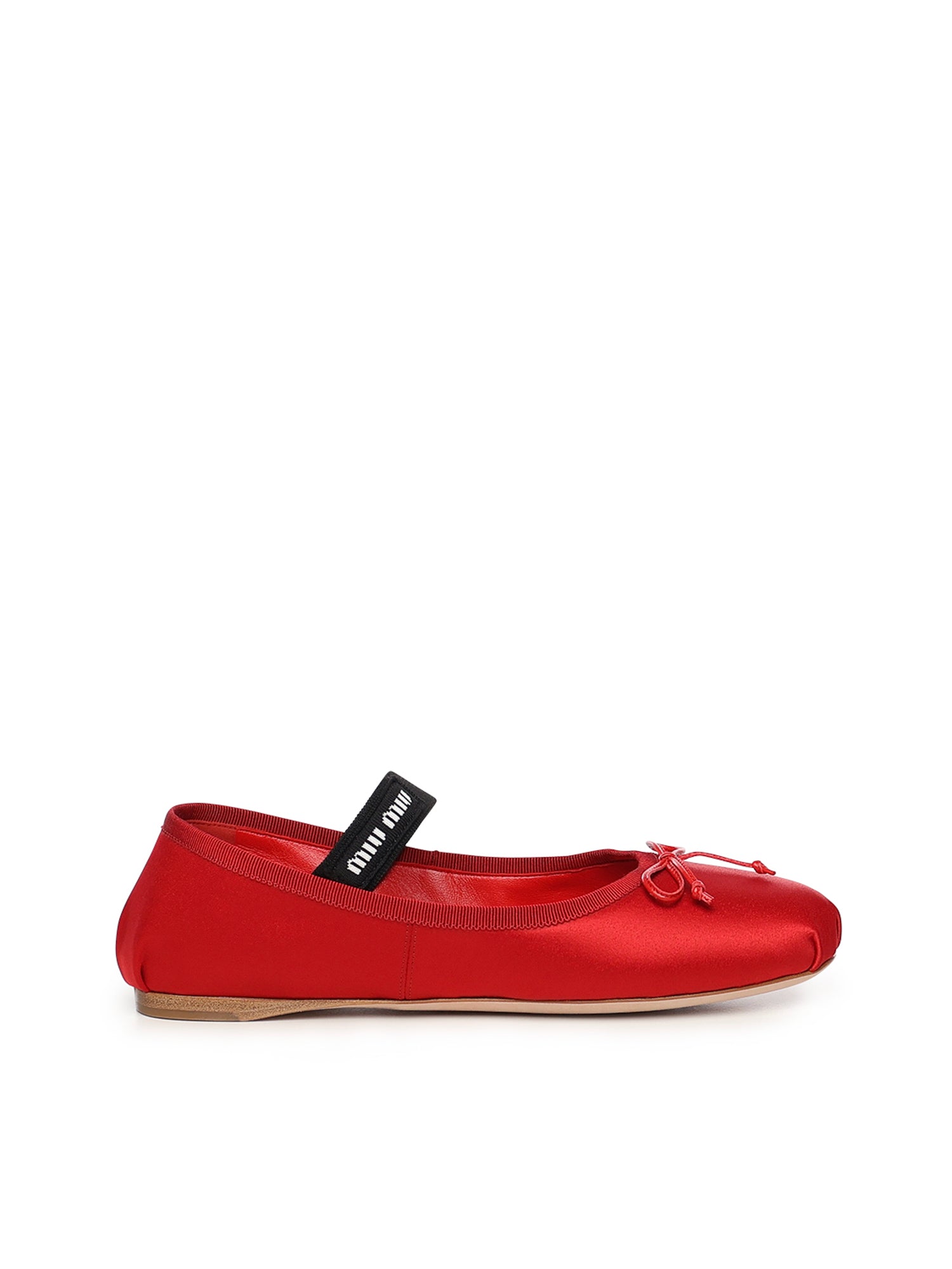 Miu Flat Shoes Red Viscose Silk