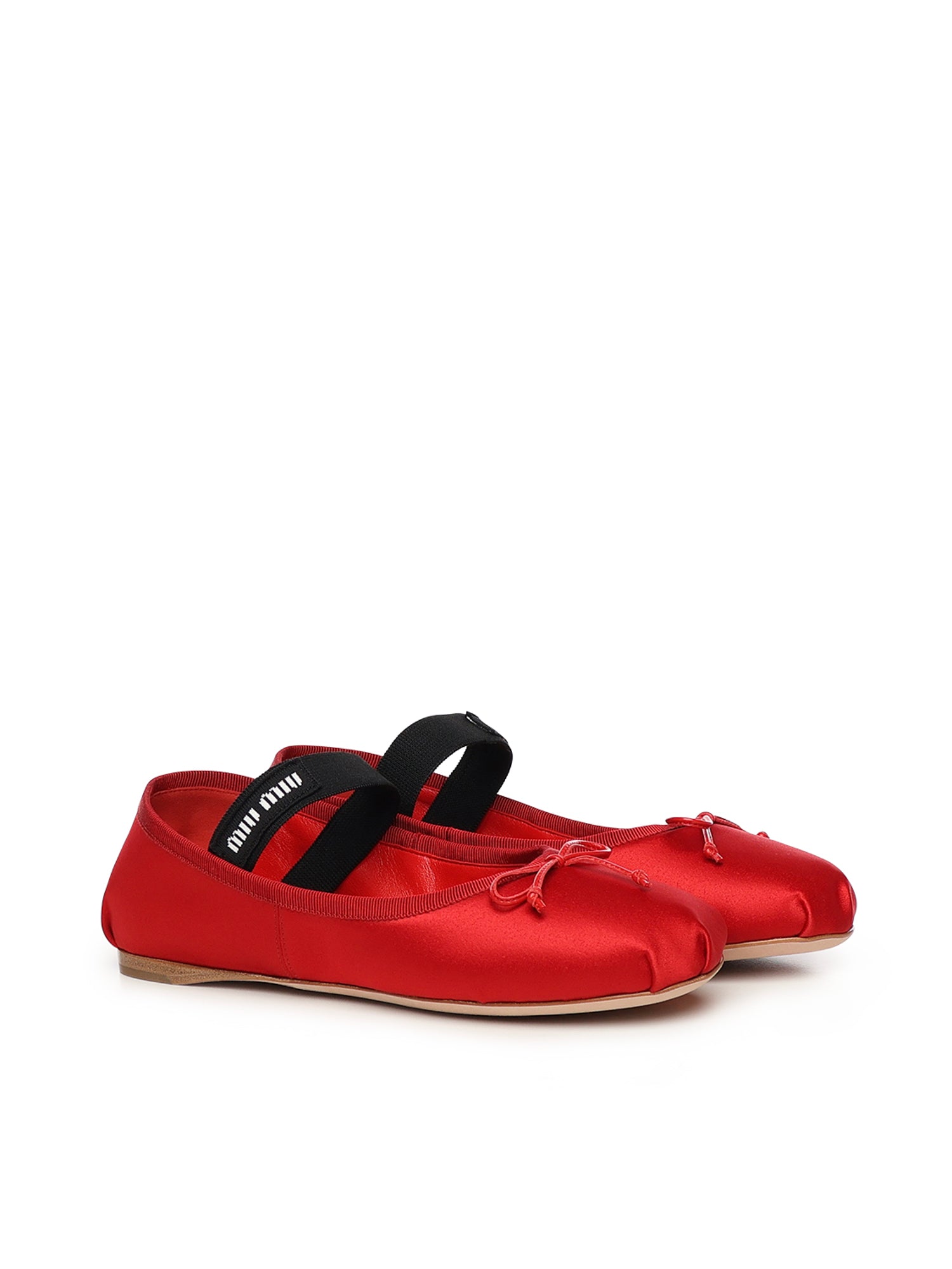 Miu Flat Shoes Red Viscose Silk