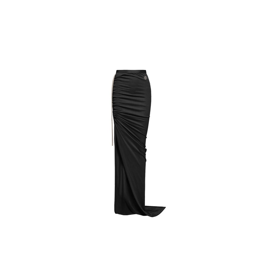 High-Rise Asymmetric Black Skirt Cotton: 100. & Draped