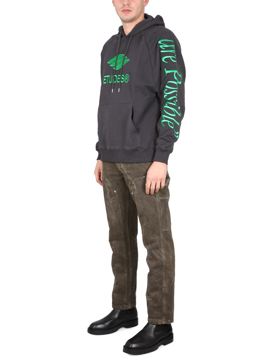 Sweatshirt With Logo Embroidery Black Organic Cotton Sweatshirts