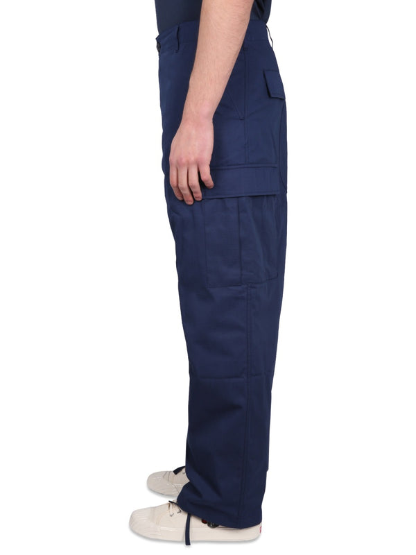 Cargo Pants With Waist Belt Blue Cotton Trousers