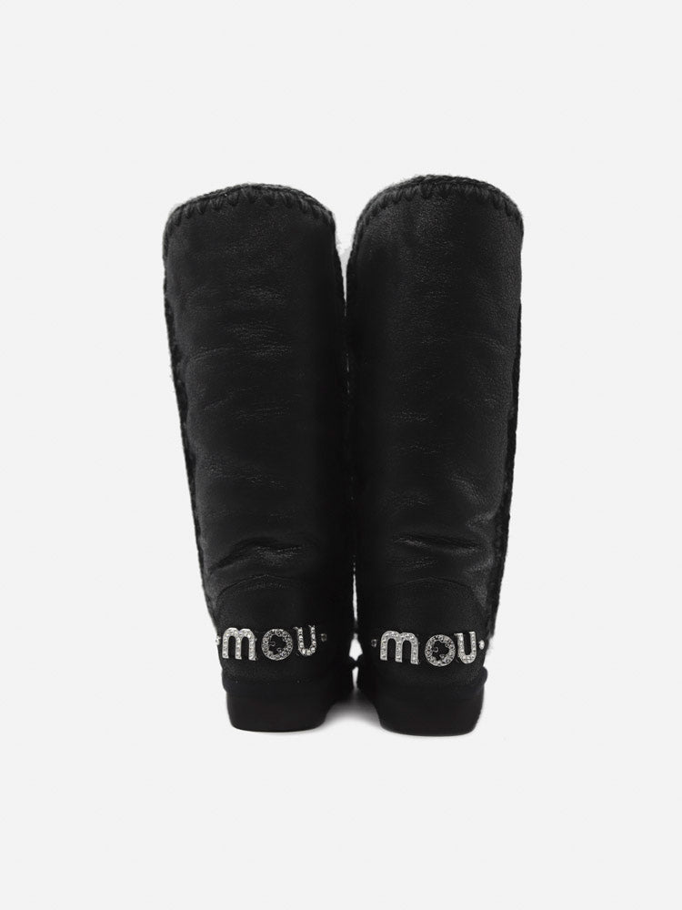 Mou Boots Cracked Black Sheepskin