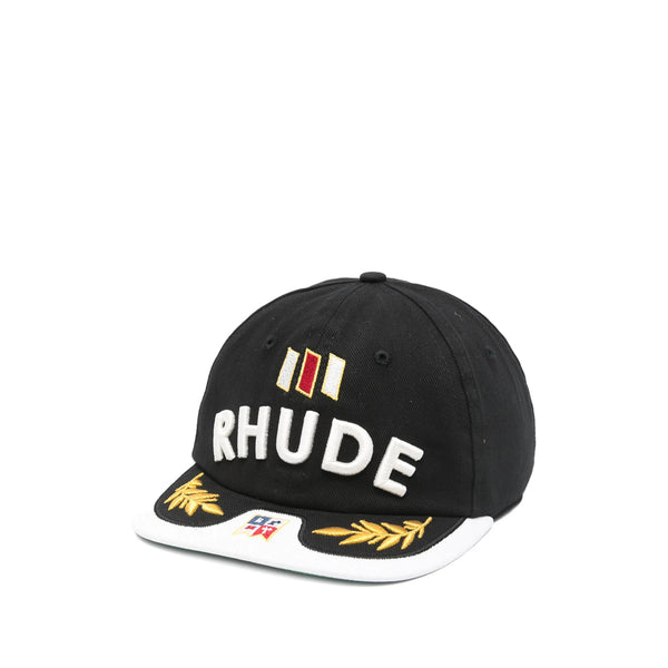 Cap With Embroidery Black Cotton Hat