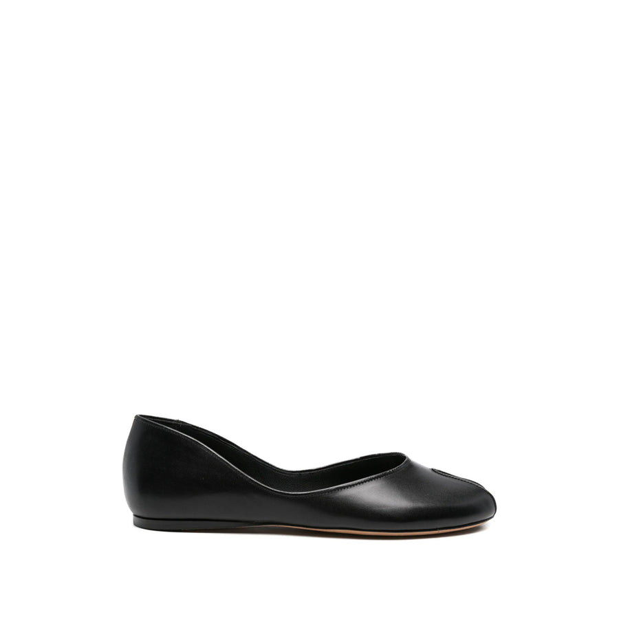 Jude Black Peep Toe Shoes Calf Leather: 100. Ballerina