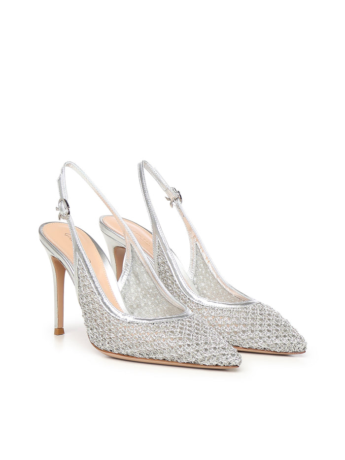 Gianvito Rossi With Heel Silver Fabric