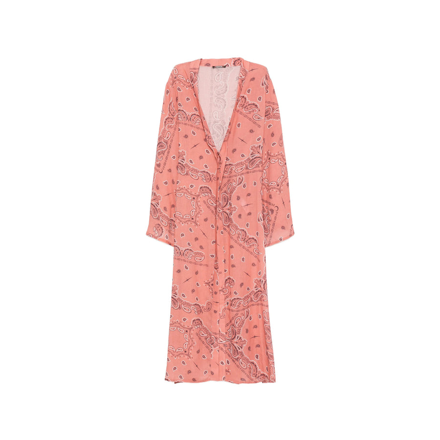 Kaftan Dress With Orange Paisley Print Lyocell Tunics & Kaftans