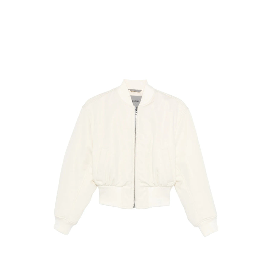 Bomber Jacket White Cotton