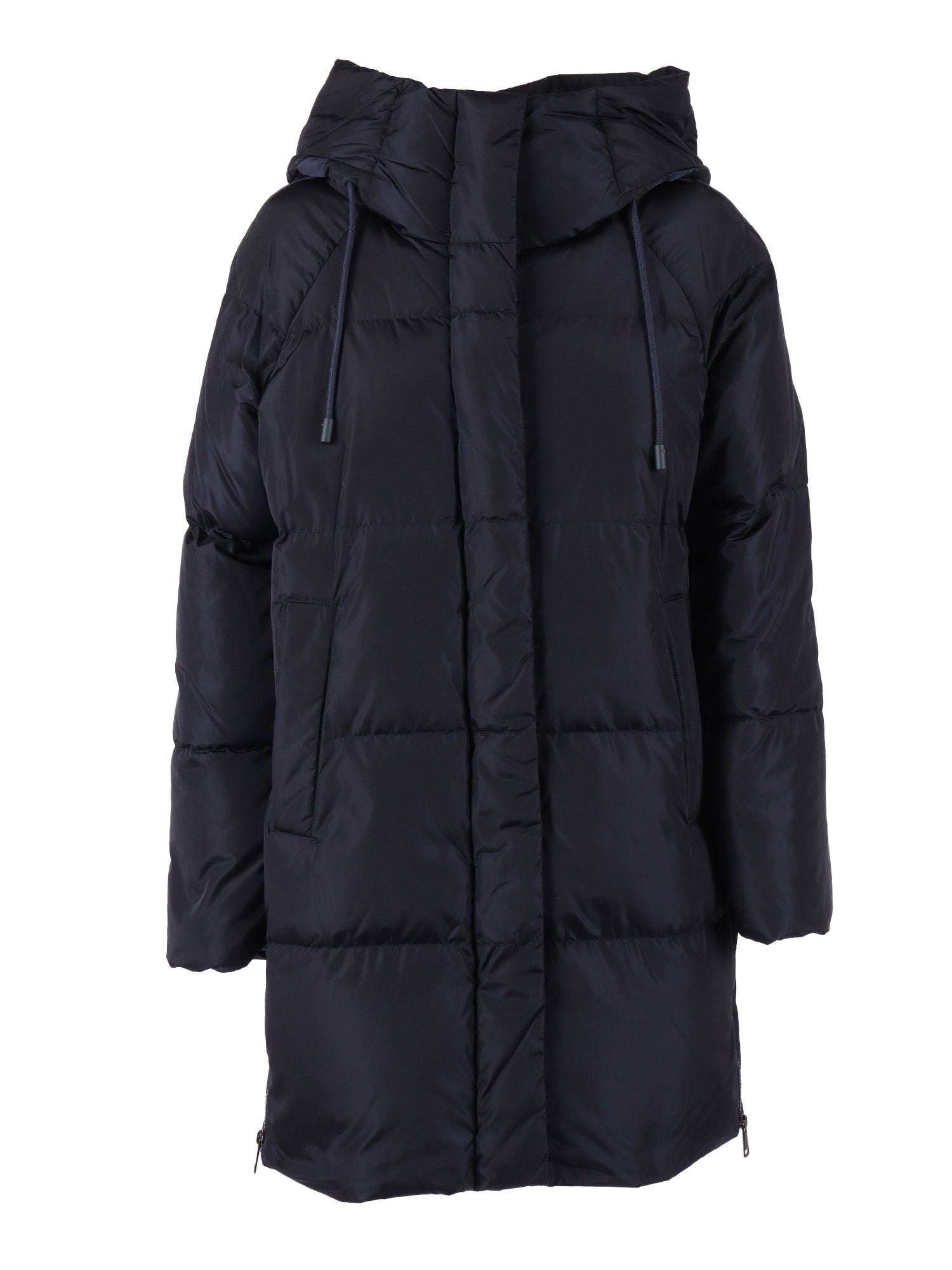 Long Padded Jacket Blue Polyamide Lining Puffer