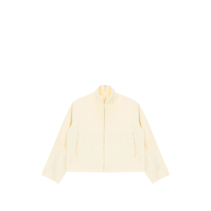 Light Yellow Zip Fastening Outerwear Silk: 26. Cropped Jackets