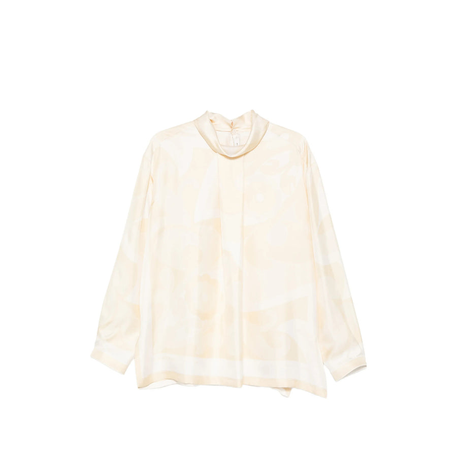 Blouse High-Neck Silk Neutrals Blouses