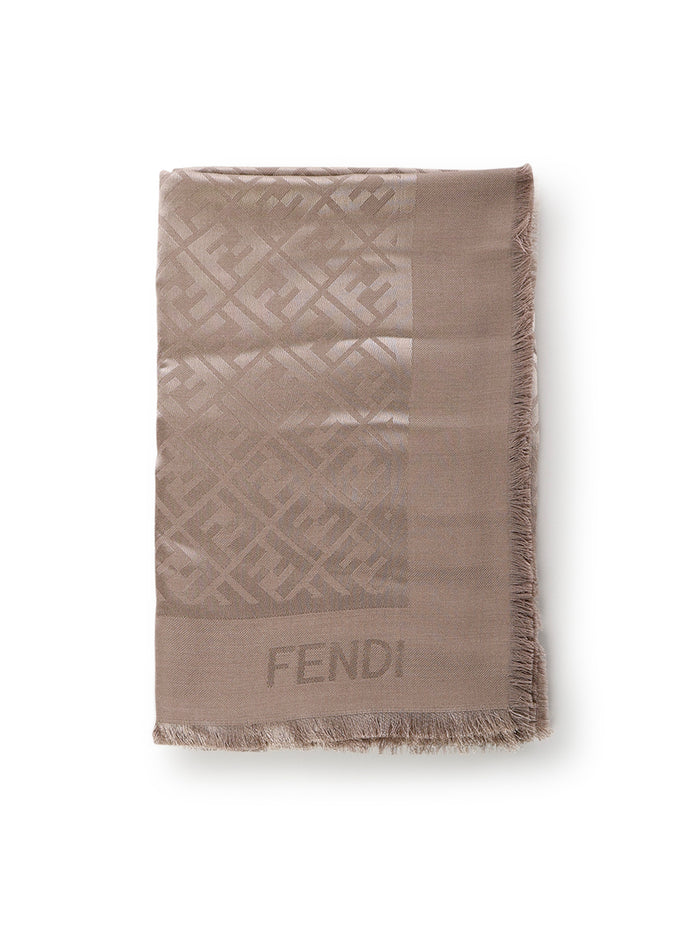 Fendi Scarfs Taupe Silk