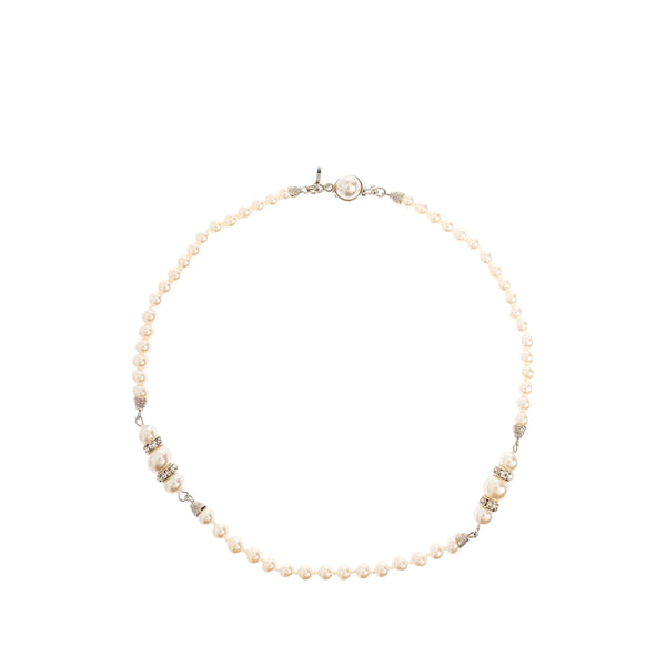 Necklace Silver-Neutrals Silver/neutrals Brass; : Glass; Faux Pearl Necklaces