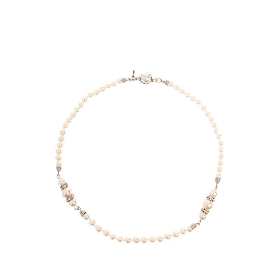 Necklace Silver-Neutrals Silver/neutrals Brass; : Glass; Faux Pearl Necklaces