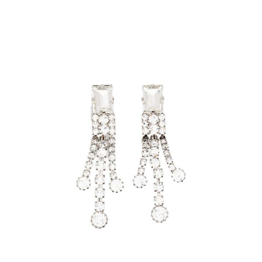 Silver Crystal Embellishment Drop Earrings Silver/white Silver: 100