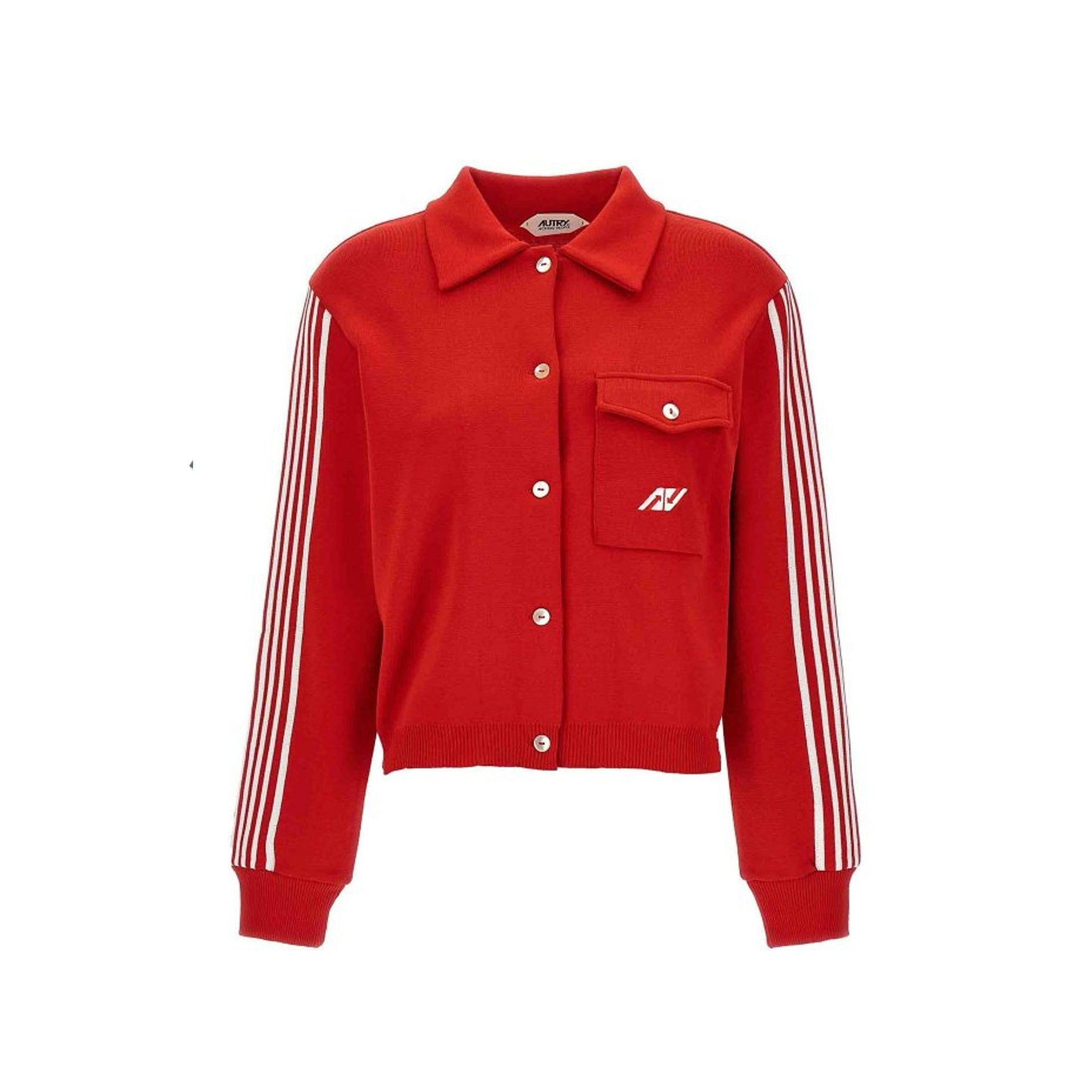 Autry Side Band Cardigan Red Nylon Viscose