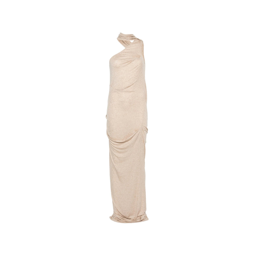 Dress Sleeveless Draped Neutrals Tencel Cocktail & Party