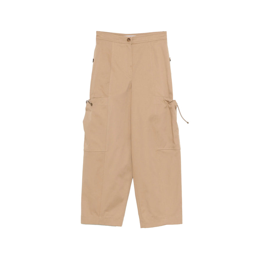 Cropped Trousers Beige Cotton Neutrals
