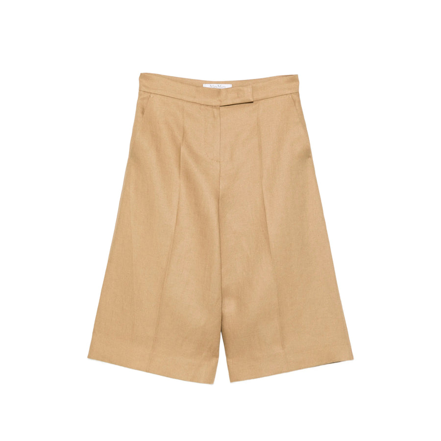 Tailored Wide-Leg Linen Shorts Neutrals Linen/flax