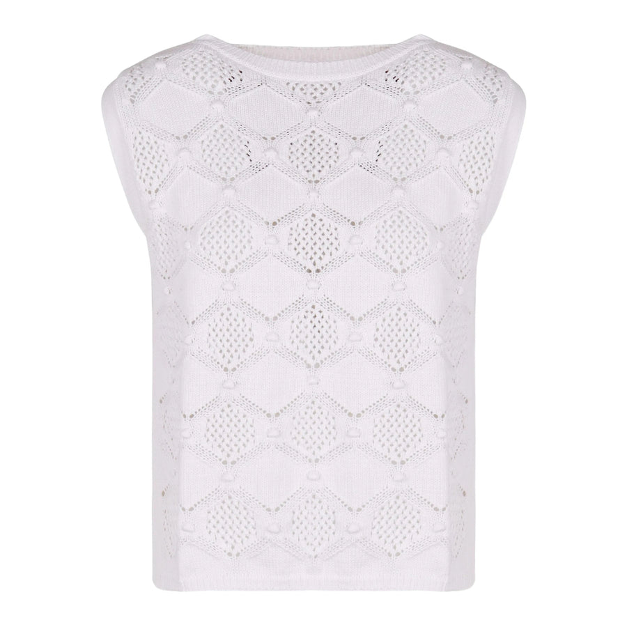 Sweater White Cotton Vests & Tank Tops