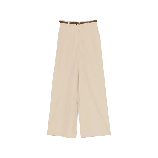 Trousers Wide-Leg Cotton Neutrals