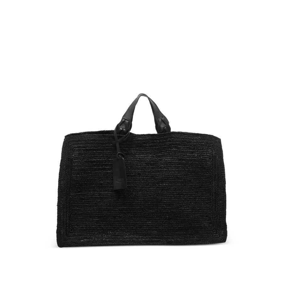 Woven Tote Bag Black Cotton: 10