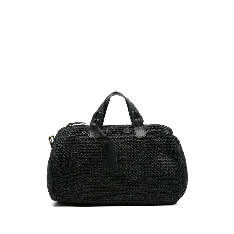 Tote Bag Raffia Black Raffia; Calf Leather