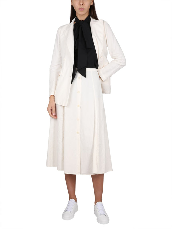 Double-Breasted Jacket Ivory Cotton
