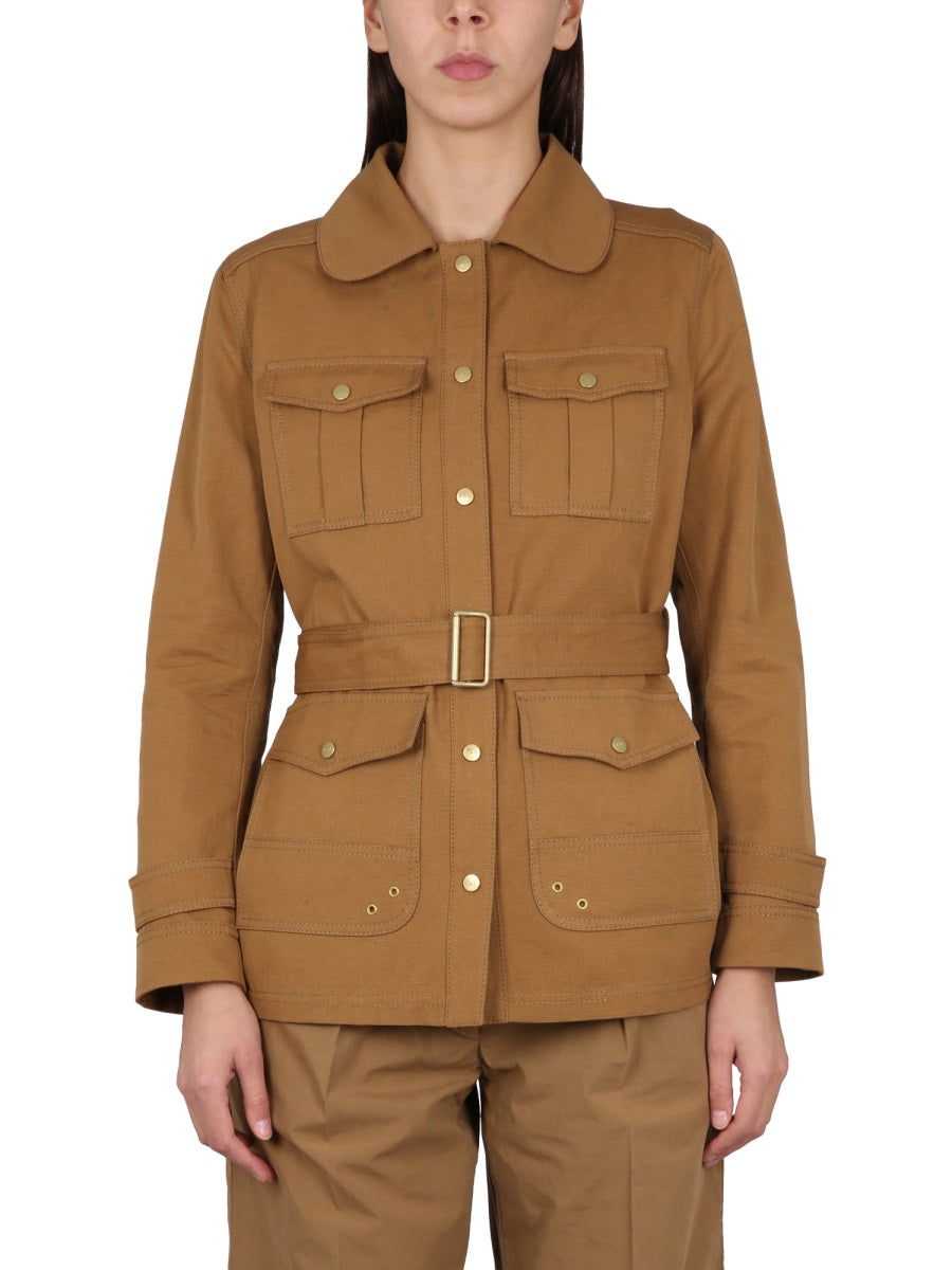 Safari Jacket Brown Cotton Linen